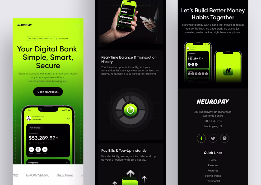 Cover image for Responsive Design for Neuropay Digital Banking Platform