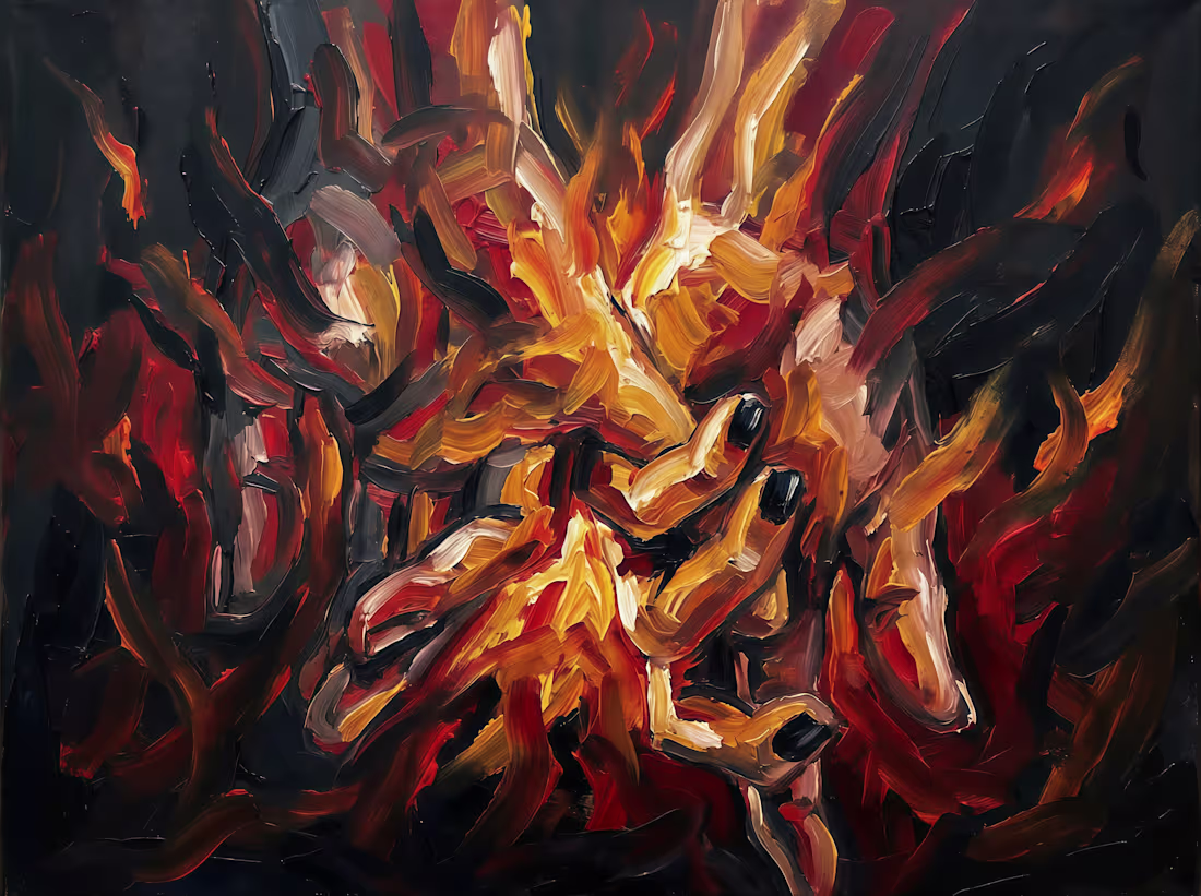Cover image for Explosive Expressionism: 'Hands of Fire' Original Artwork