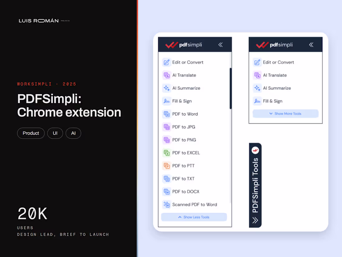 Cover image for PDFSimpli Chrome Extension: from a brief to 20,000 users