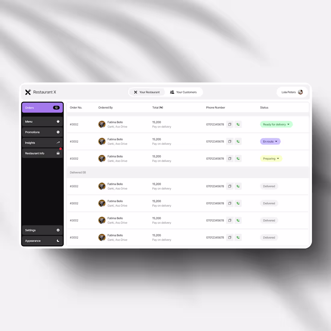 Cover image for Website design for a restaurant CRM app. 
