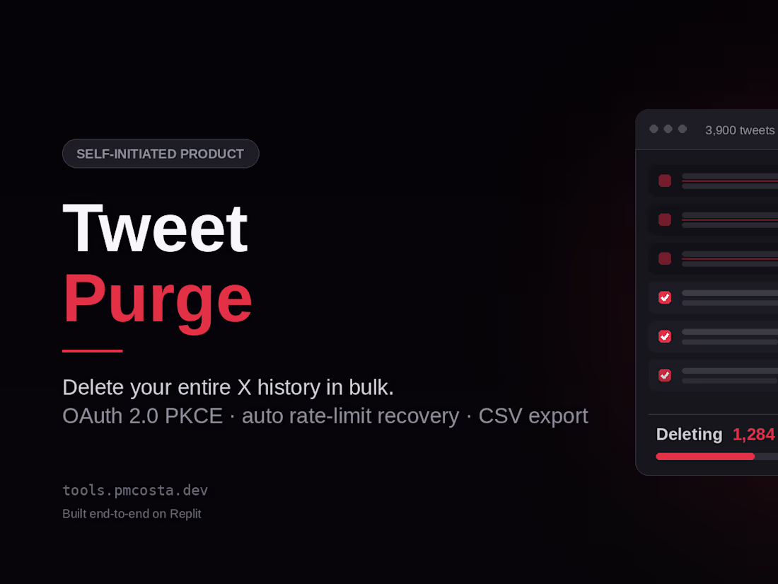 Cover image for Tweet Purge — Bulk X (Twitter) Deletion Tool