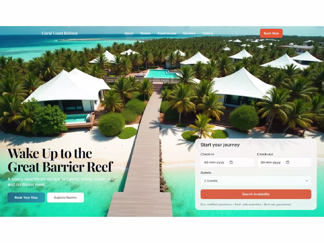 Cover image for Luxury Hotel Landing Page Design for Coral Coast Retreat