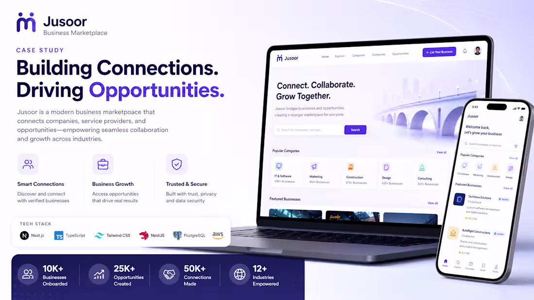 Cover image for Jusoor | Bilingual Business Buy & Sell Marketplace