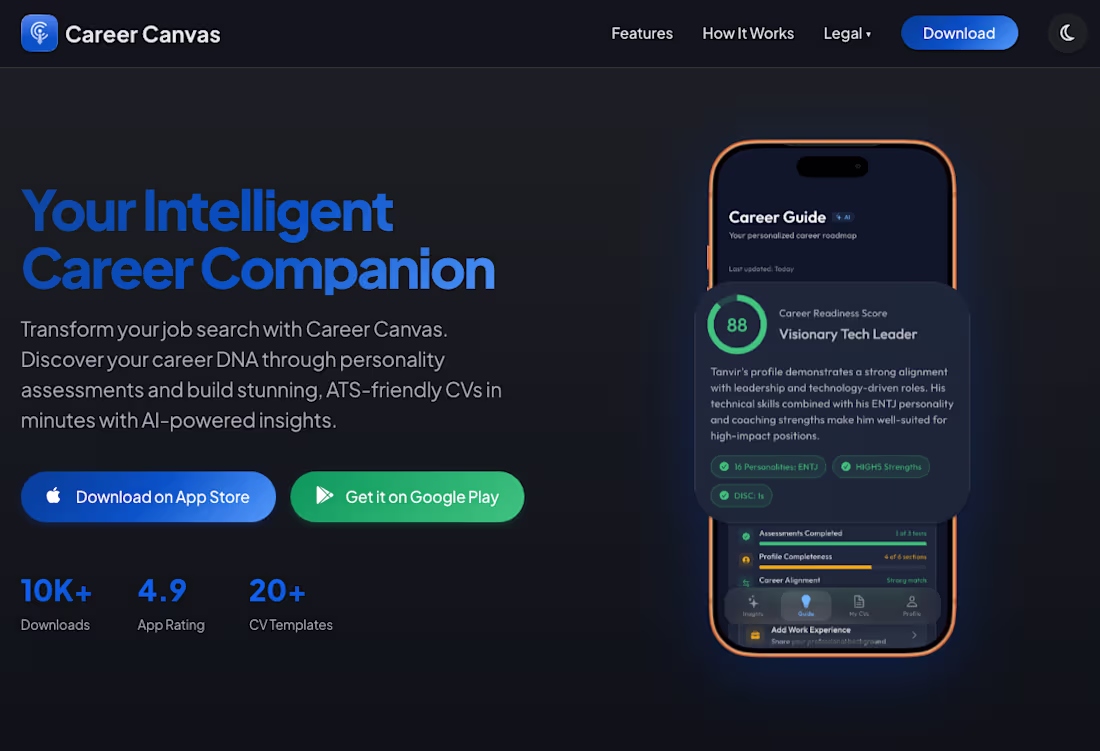 Cover image for Career Canvas — an AI career coach and CV studio, live on iO...