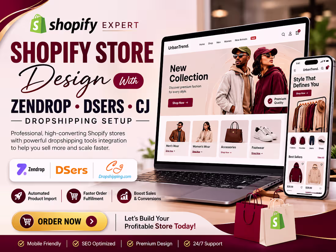 Cover image for  Design Shopify Store With Zendrop DSers CJ Dropshipping Setup