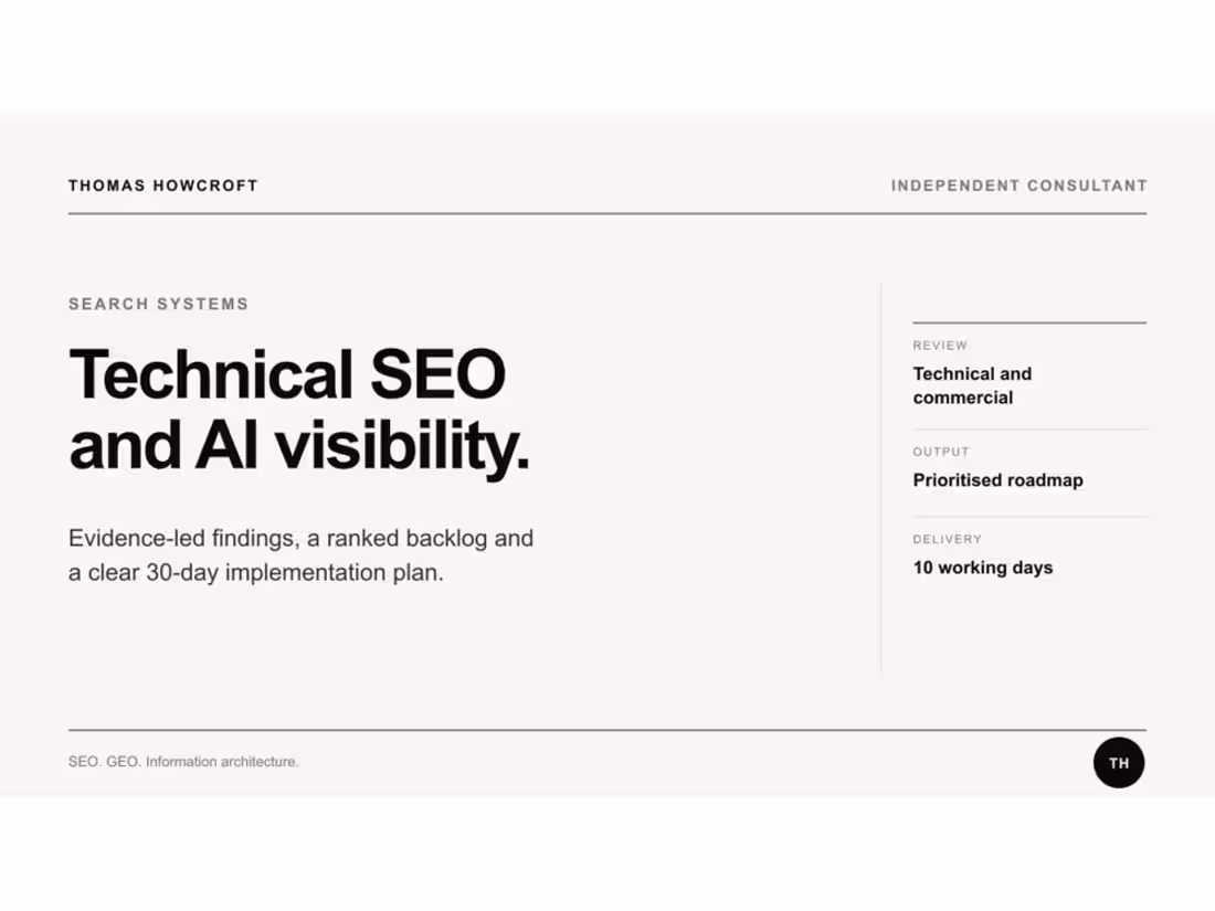 Cover image for Monthly Technical SEO, GEO and AI Search Improvement