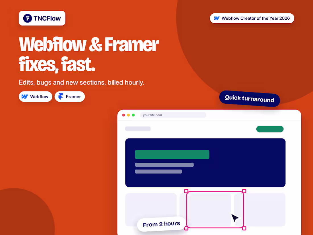 Cover image for Webflow & Framer Template Edits and Fixes (Hourly)