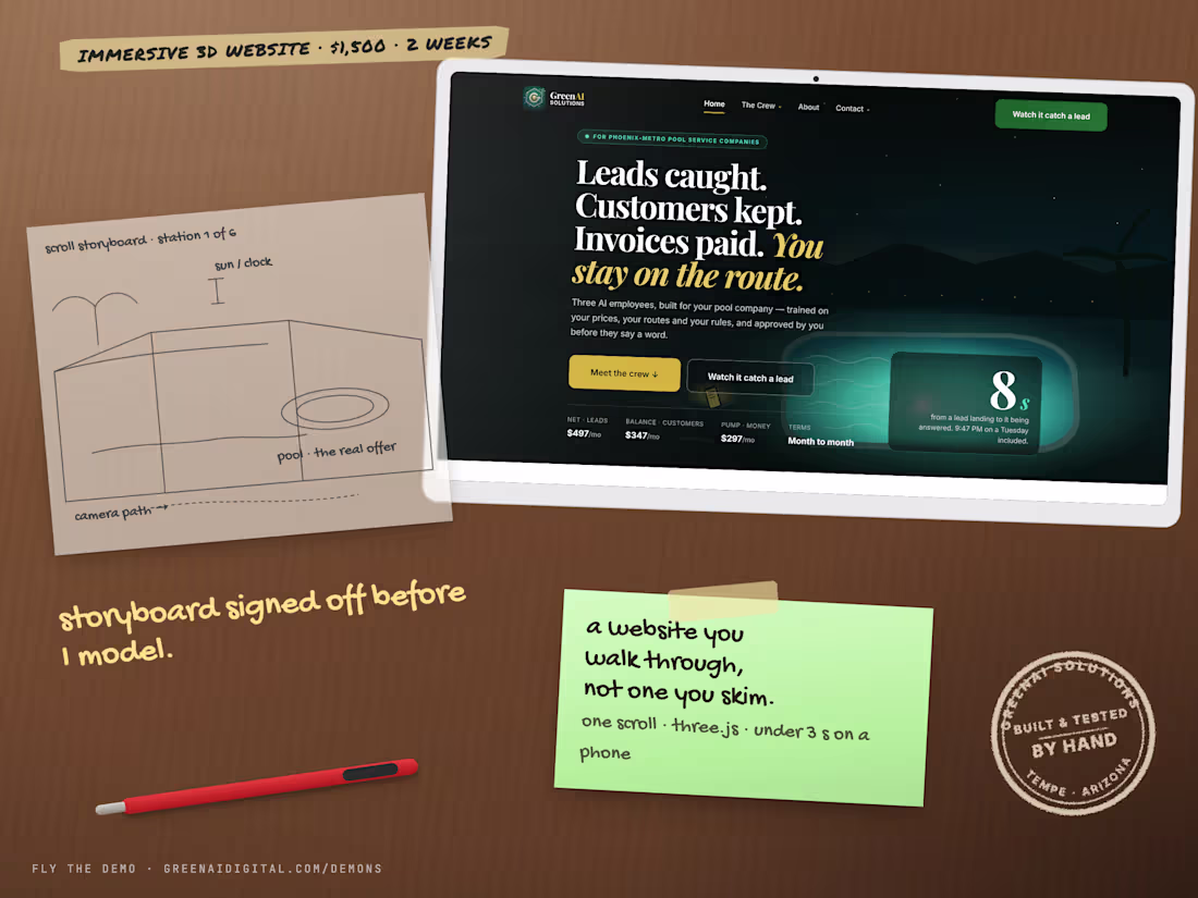 Cover image for Immersive 3D website - one scroll page built in WebGL