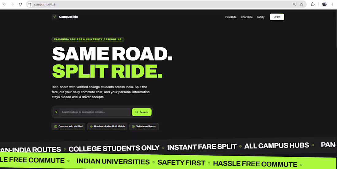 Cover image for 🚗 Built CampusRide, a student-focused