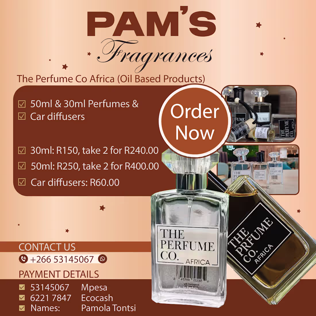 Cover image for Poster design Pam's Fragrances