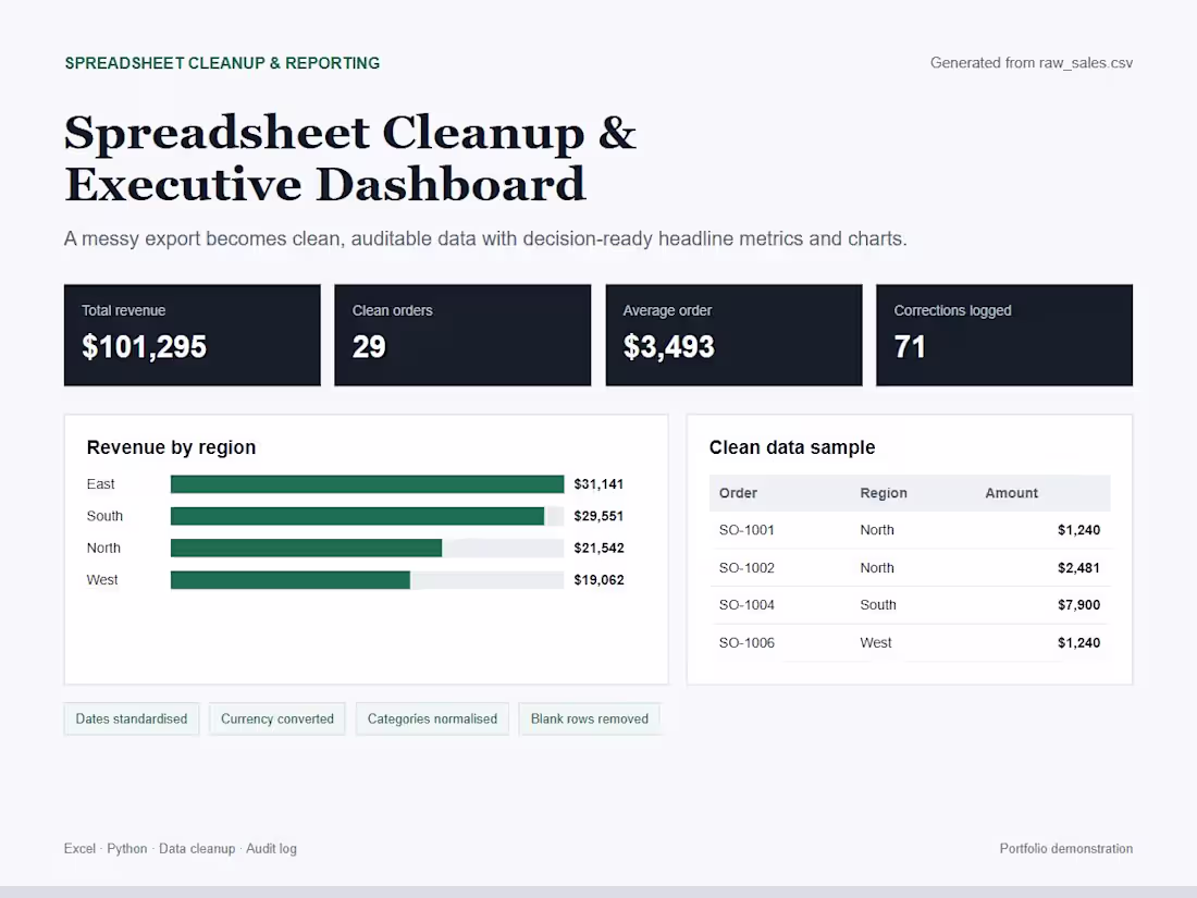 Cover image for Interactive Excel Dashboard from Raw Data