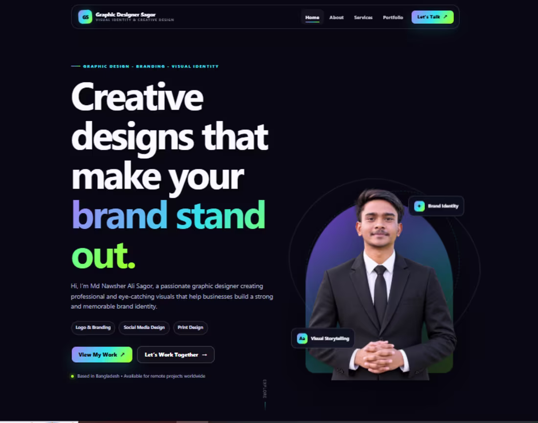 Cover image for Graphic Designer Portfolio Website | Personal Brand & Services