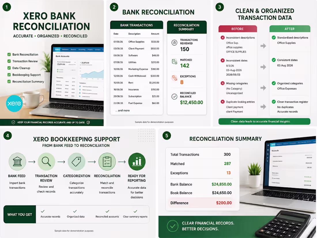Cover image for Xero Bank Reconciliation & Bookkeeping Support