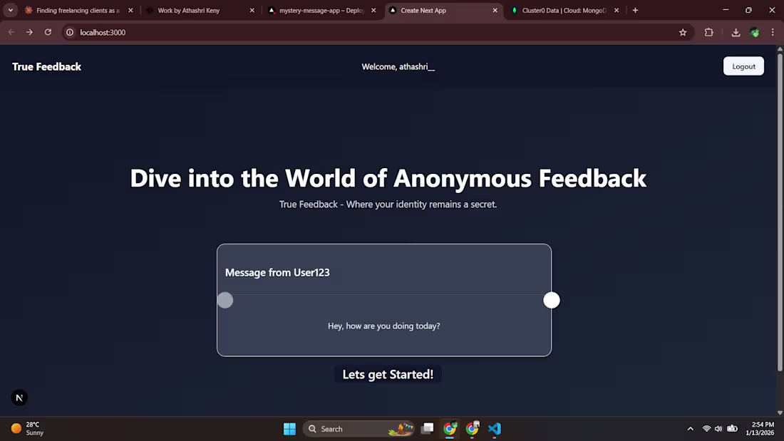 Cover image for Mystery Message App — Anonymous Feedback & Messaging Platfor...
