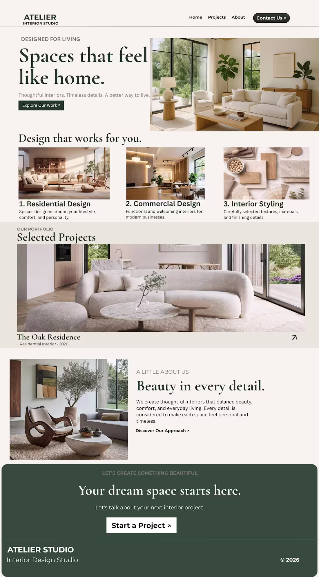Cover image for Modern Interior Design Studio Homepage
A