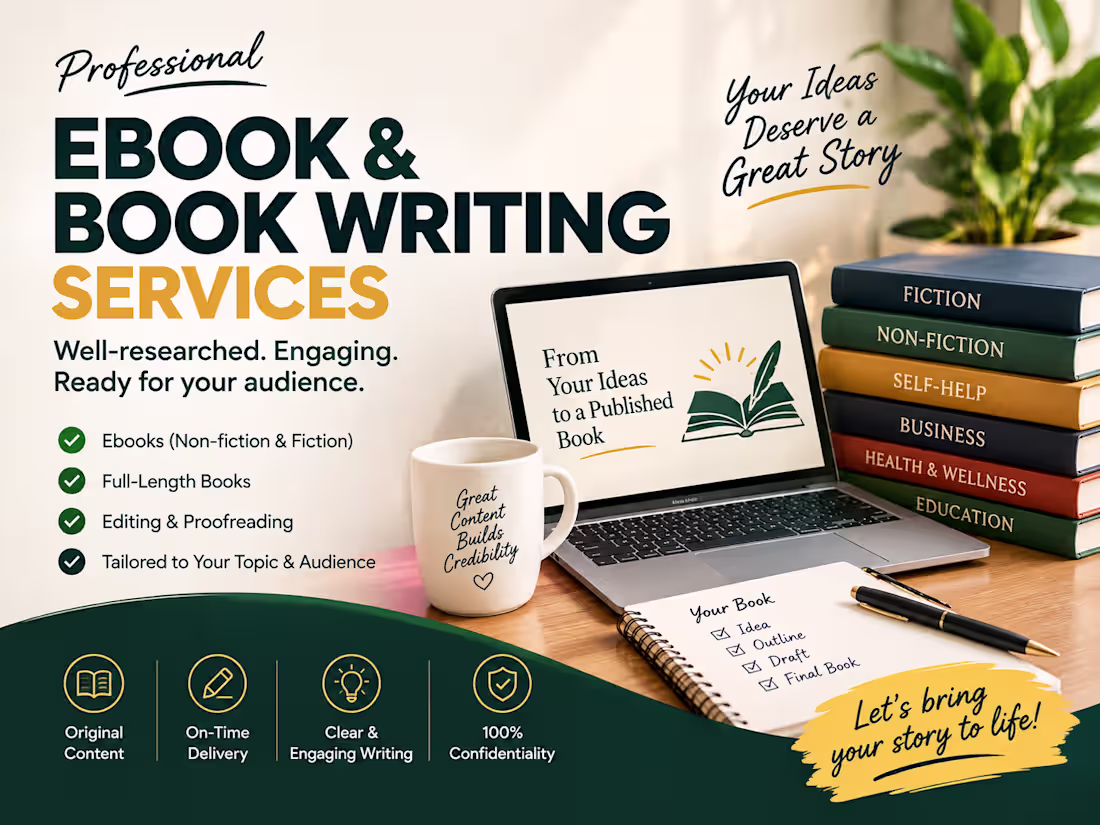 Cover image for I will write engaging ebooks and professional nonfiction books