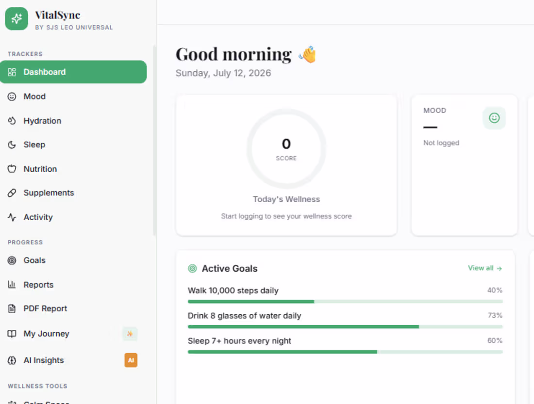 Cover image for VitalSync – Personal Health & Care Coordination App