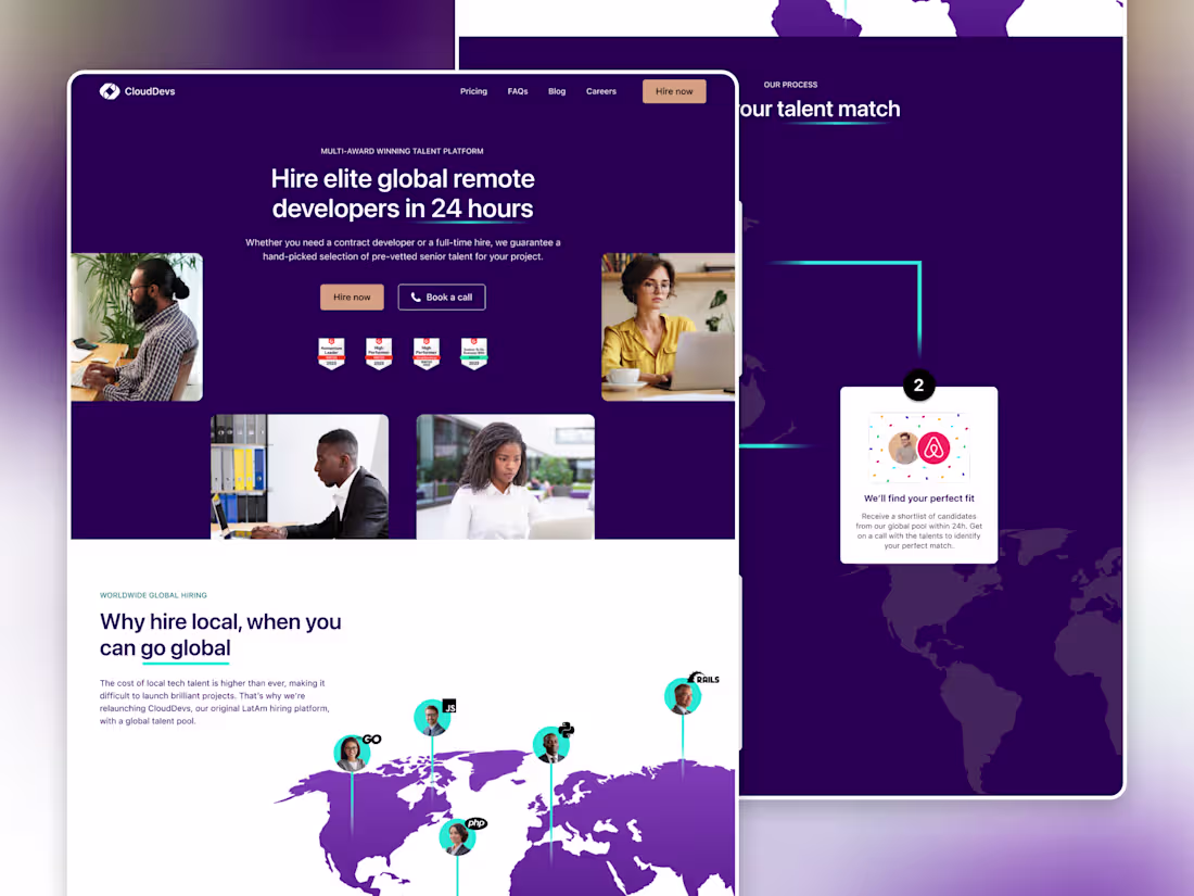 Cover image for CloudDevs - Website Redesign For Remote Hiring Platform