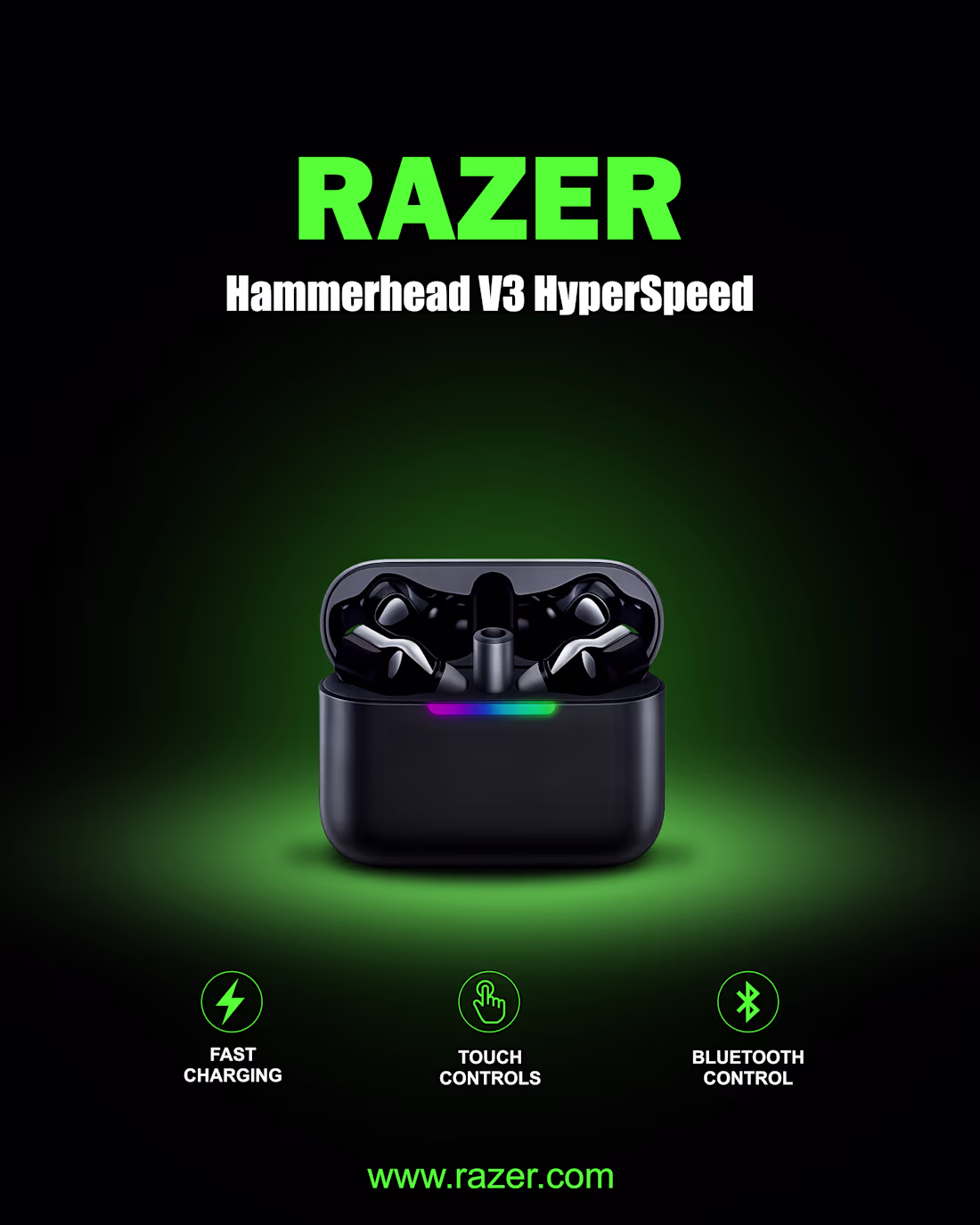 Cover image for Razer Hammerhead Wireless Earbuds Ad