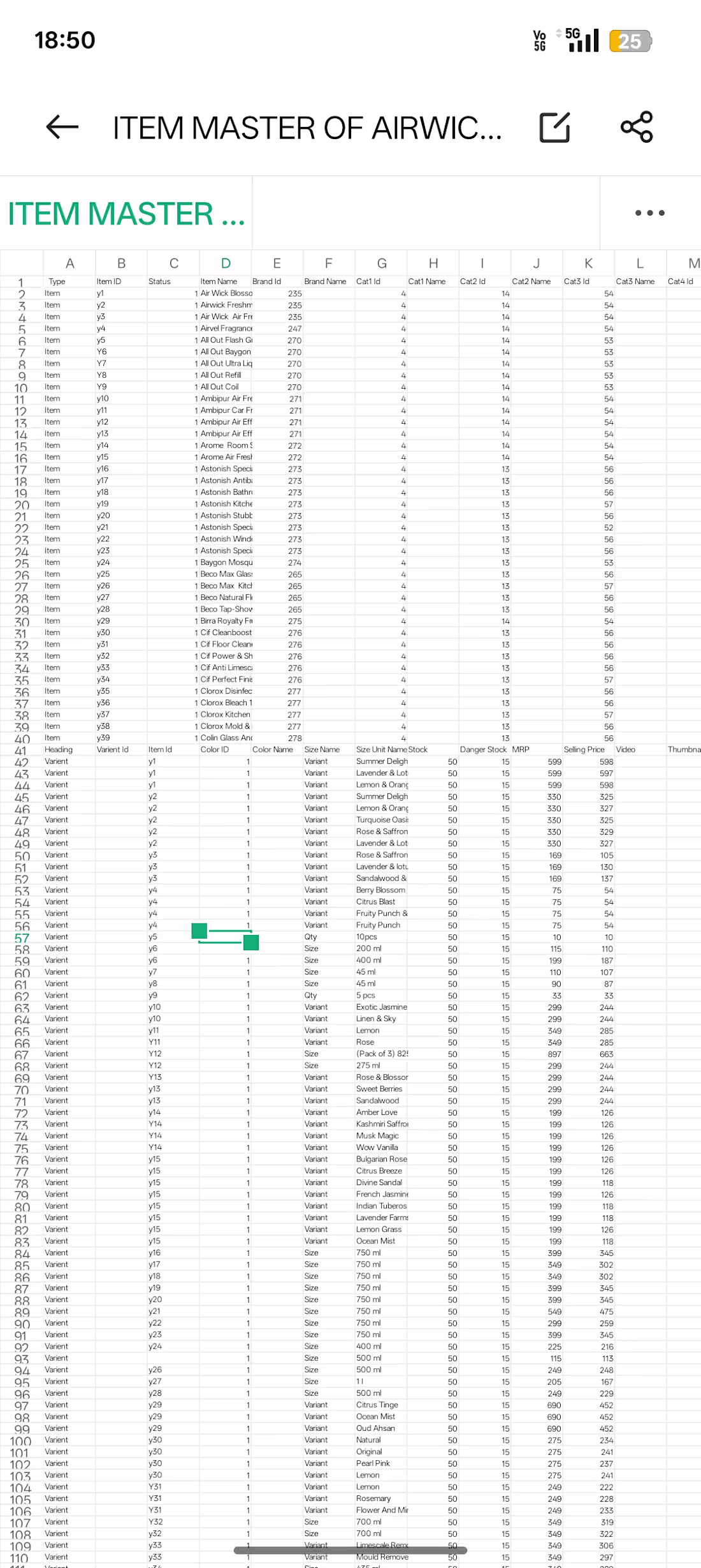 Cover image for Item master excel sheet