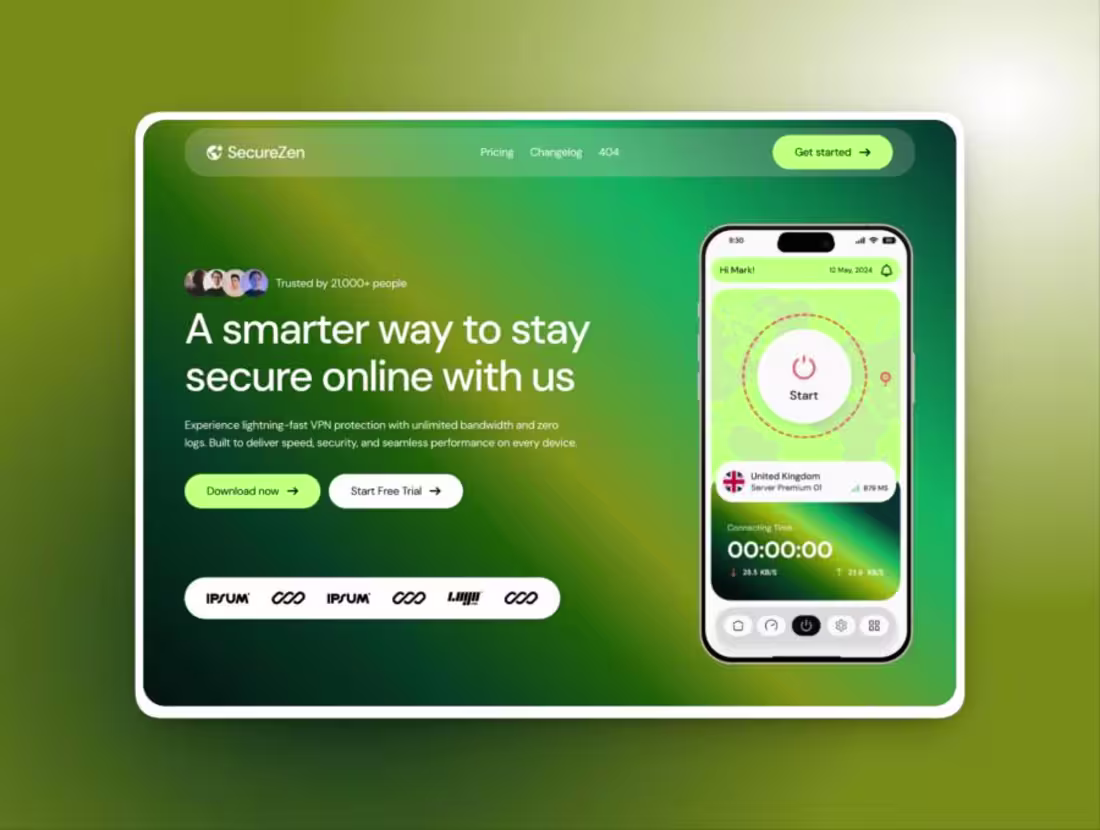 Cover image for SecureZen, an app landing page