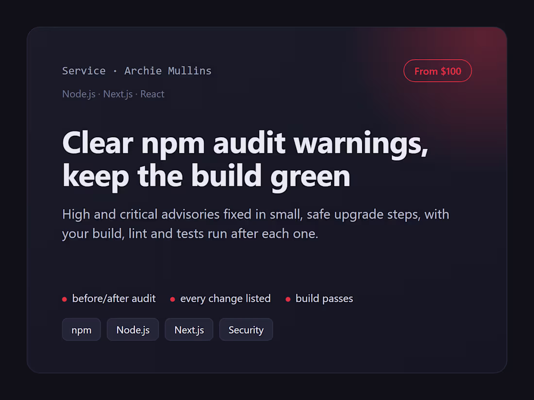 Cover image for Clear npm audit warnings and keep your build green
