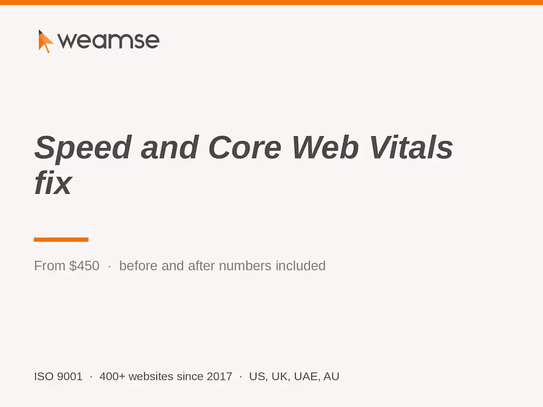 Cover image for Speed and Core Web Vitals fix
