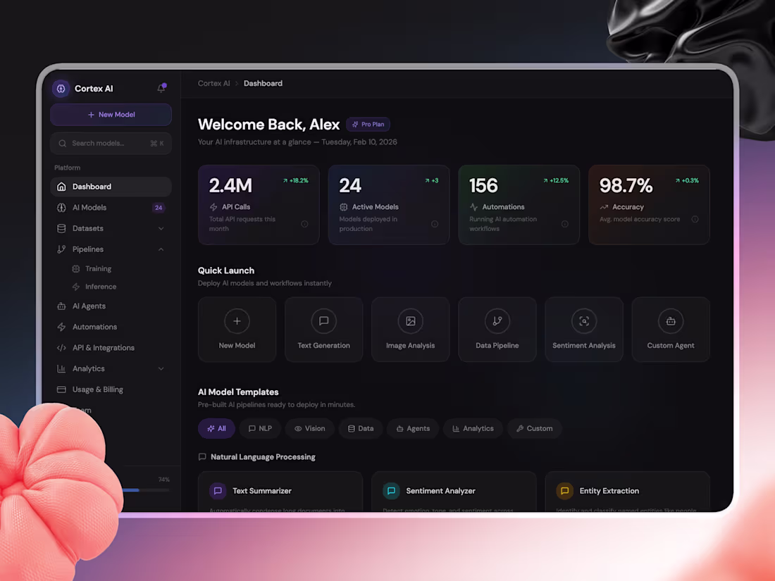 Cover image for AI Dashboard with Glassmorphism