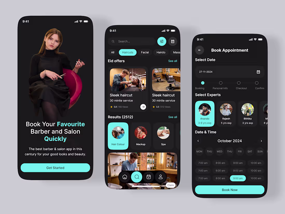 Cover image for Here is my Barber & Salon Booking App UI Redesign Feel free ...