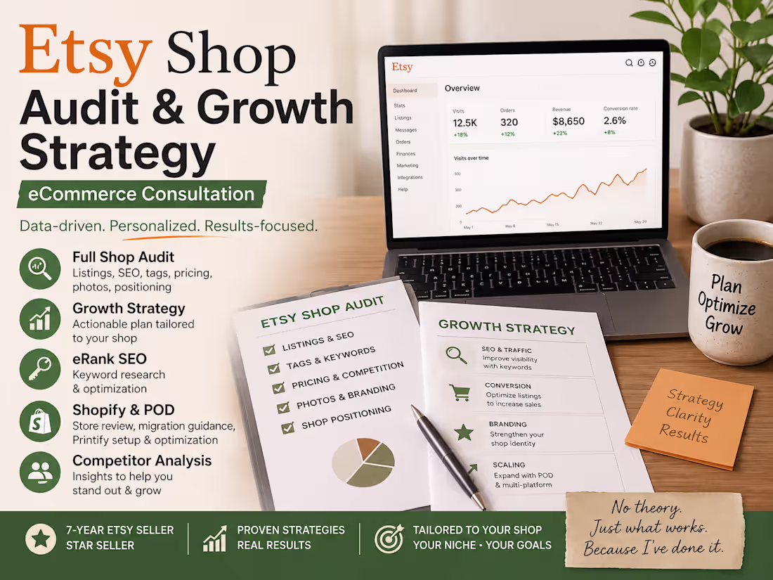 Cover image for Etsy Shop Audit & Growth Strategy — eCommerce Consultation