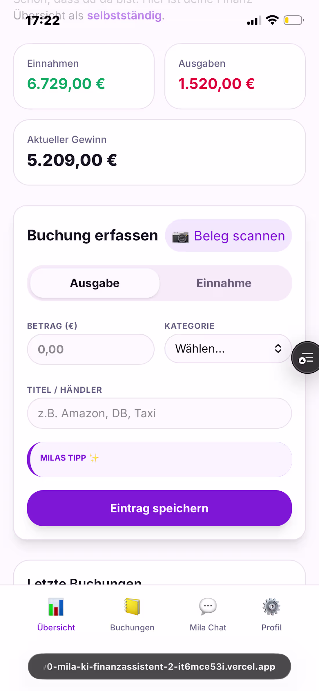 Cover image for Mila – KI-Finanzassistentin für Selbstständige
Mila