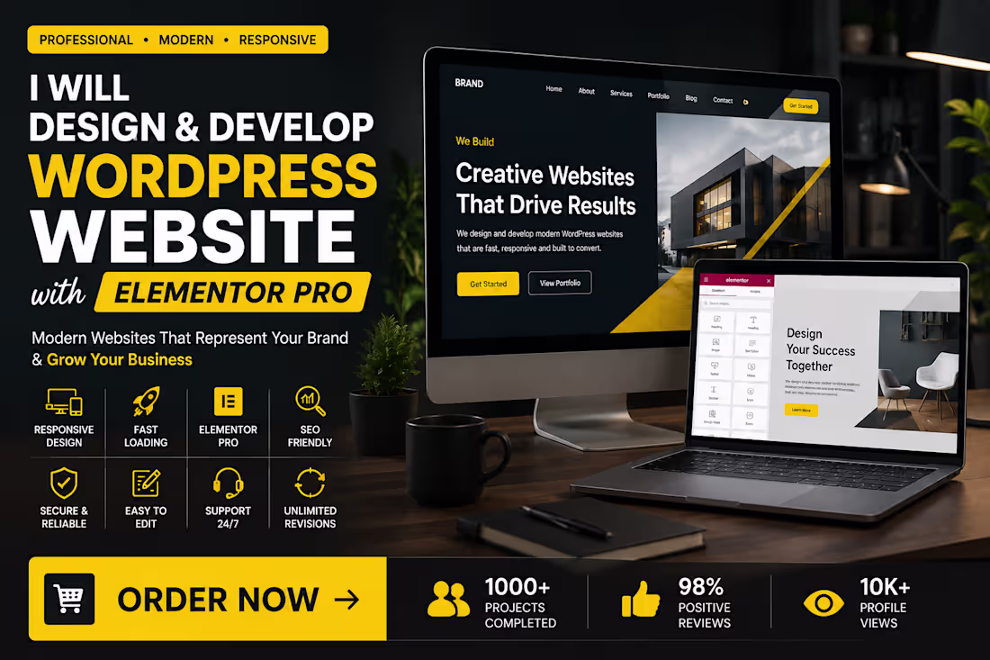 Cover image for I will design and develop WordPress website with Elementor