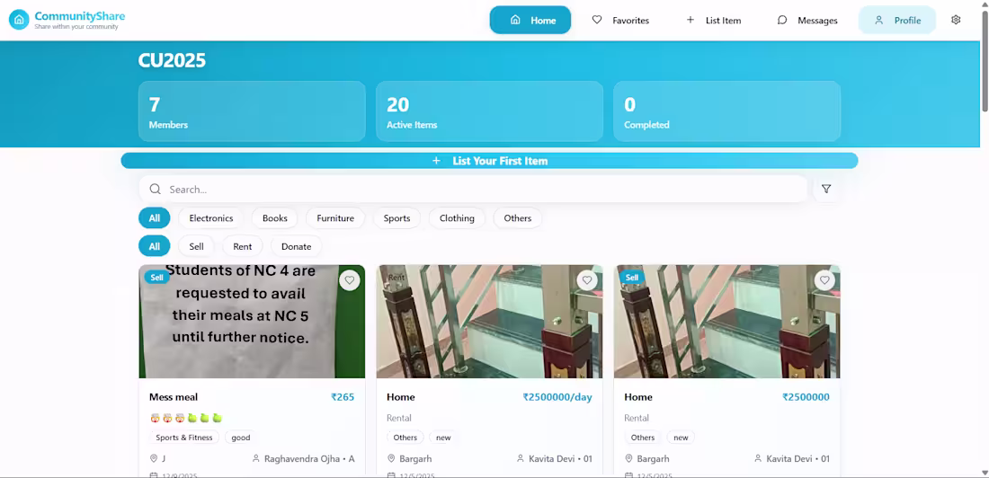 Cover image for Local Share
Community marketplace web app