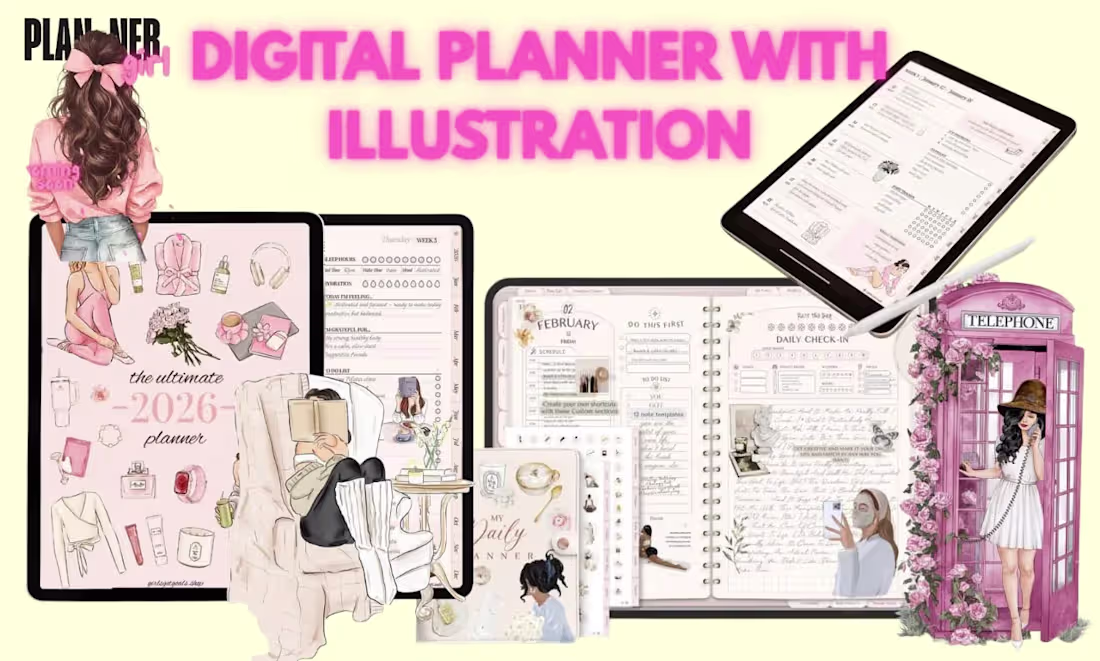 Cover image for I will design etsy digital planner, digital products, hyperlink
