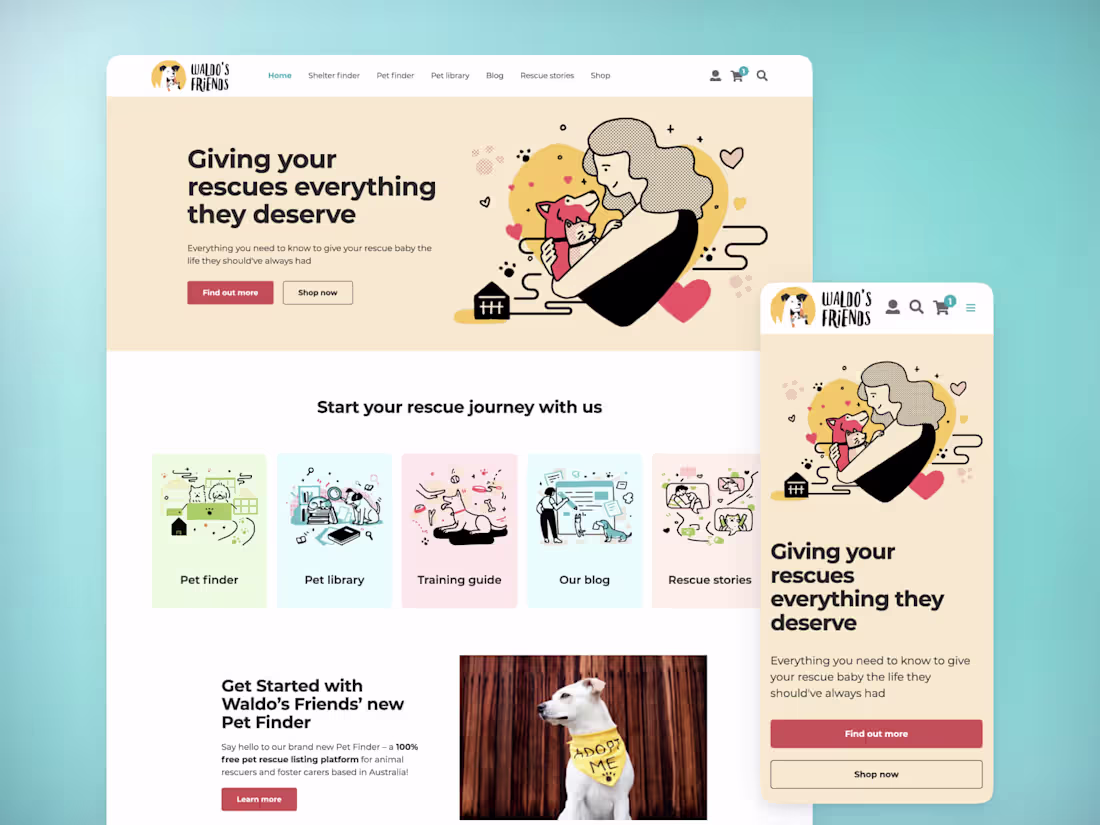 Cover image for Waldo's Friends: A non-profit website for rescued animals