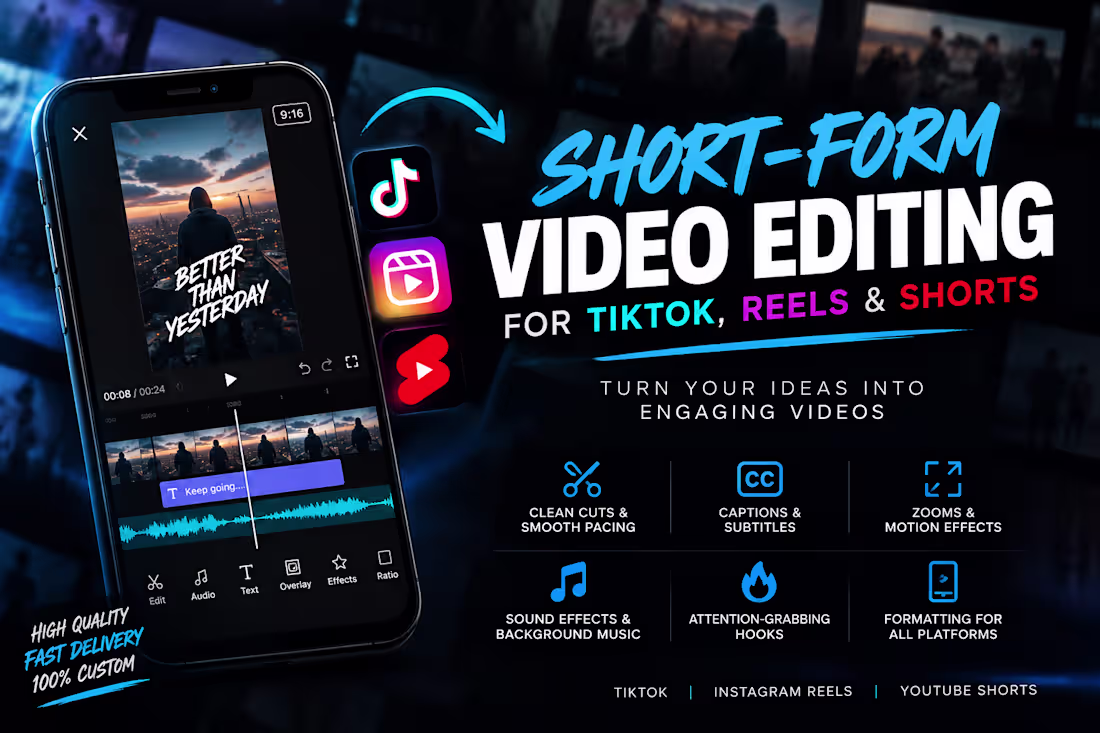 Cover image for Short-Form Video Editing for TikTok, Reels & Shorts