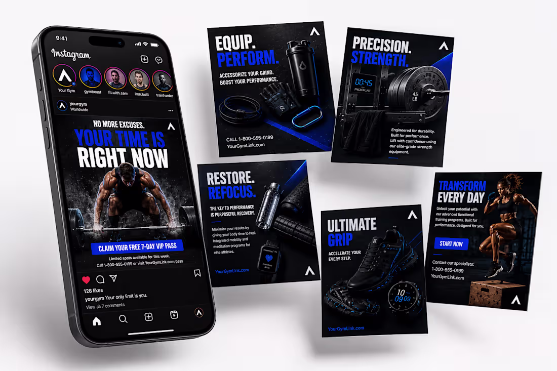 Cover image for Premium Fitness & Gym Social Media Design