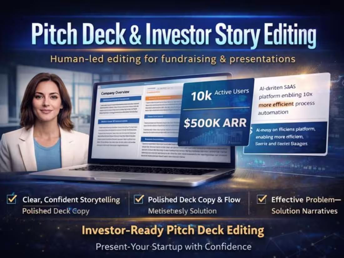 Cover image for Pitch Deck & Investor Story Editing