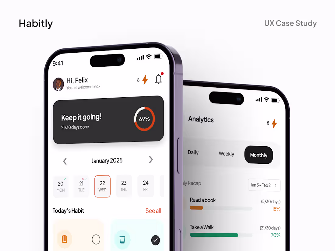 Cover image for Habit Tracker Mobile App UX UI Design