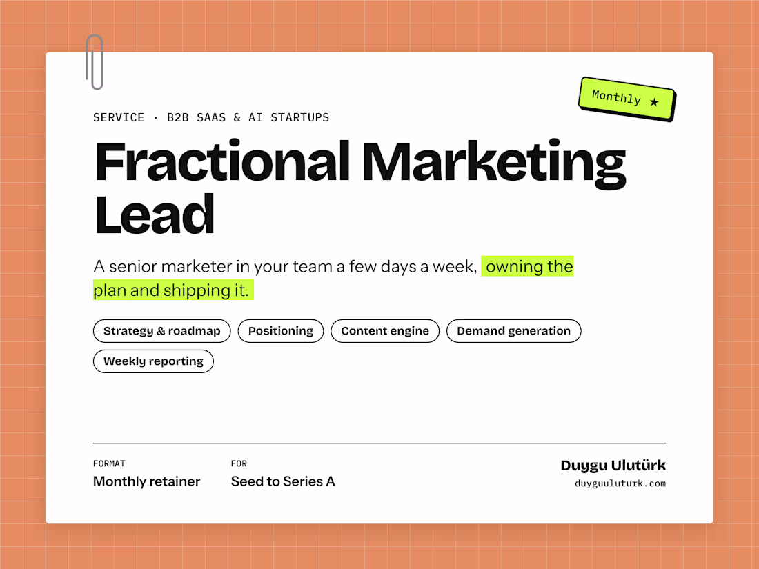 Cover image for Fractional Marketing Lead for B2B SaaS & AI Startups
