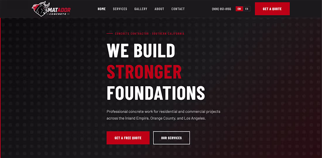 Cover image for Custom Bilingual WordPress Build for Matador Concrete