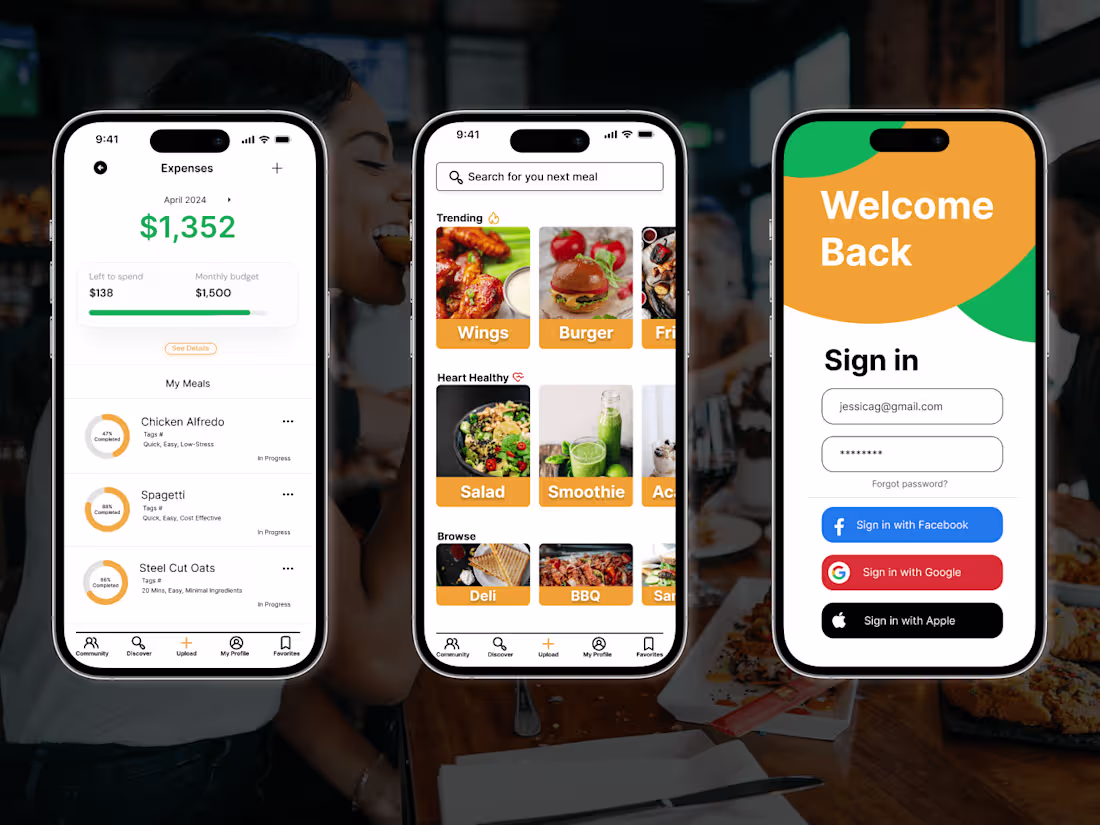 Cover image for Mobile App Design - BiteBliss Meal Planning App