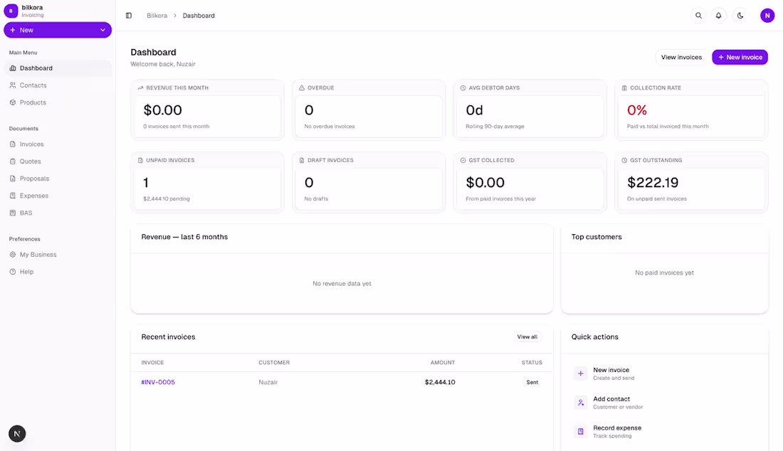 Cover image for Bilkora — Invoicing SaaS for Australian Freelancers