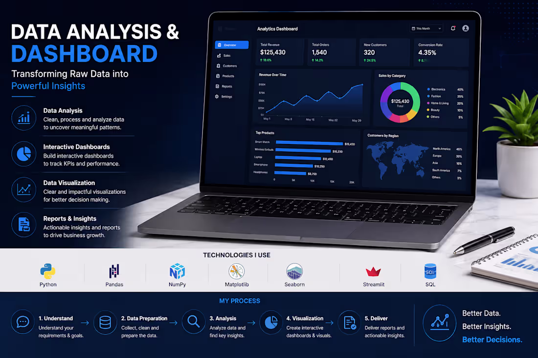 Cover image for Data Analysis & Dashboard