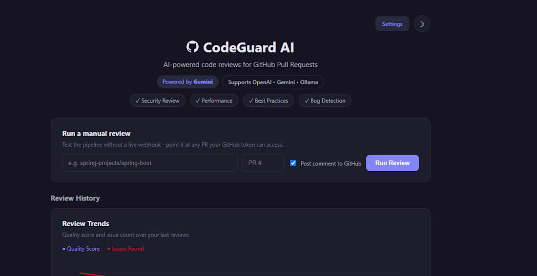 Cover image for CodeGuard AI — AI-Powered GitHub