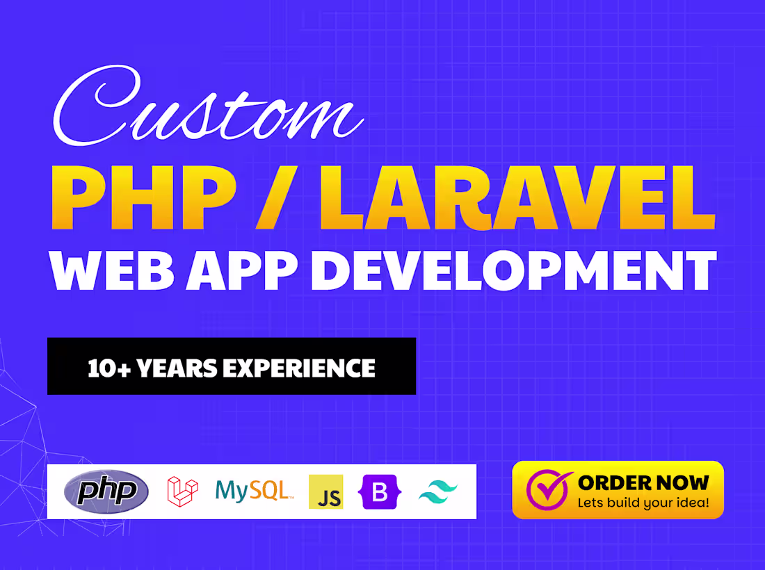 Cover image for Custom PHP Laravel Web Applications and Software