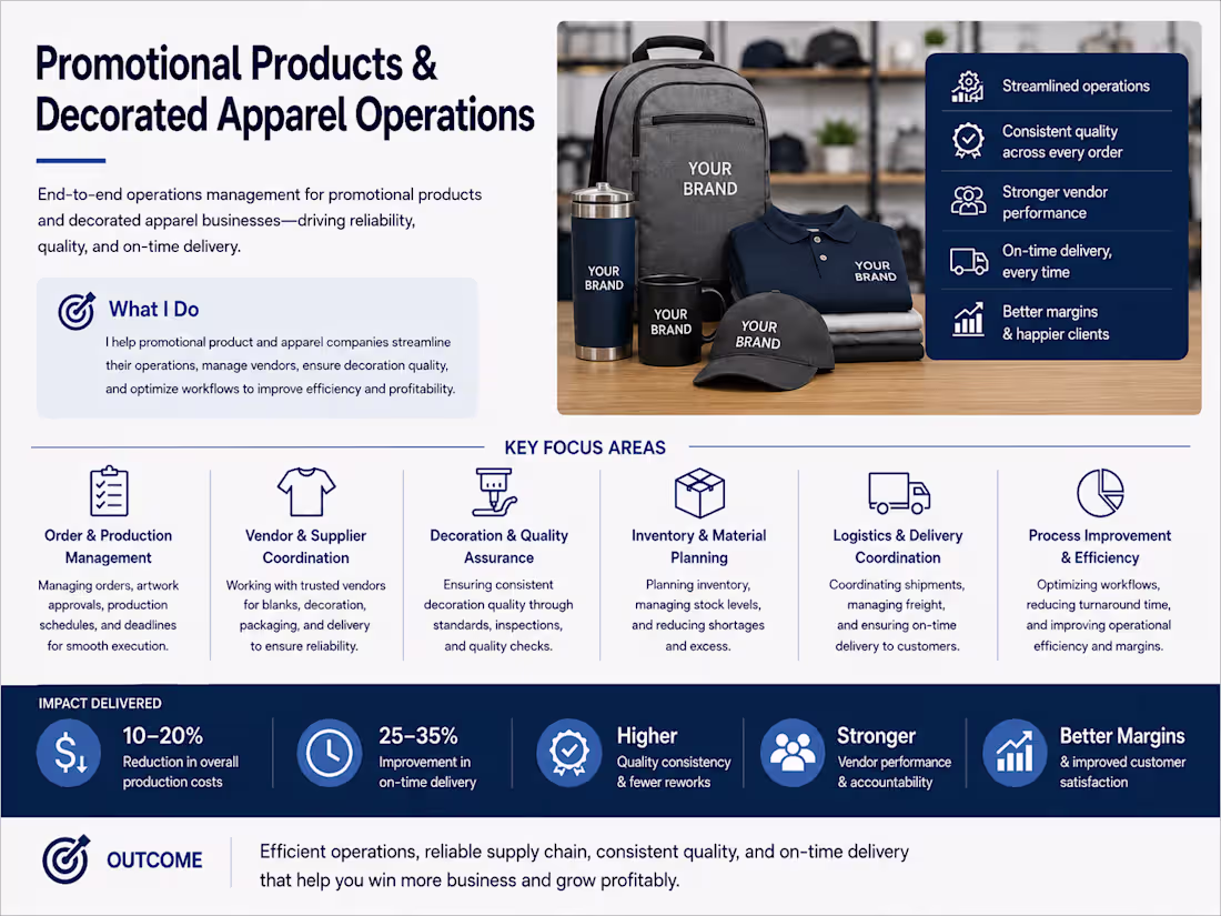 Cover image for Managed sourcing, production coordination, vendor