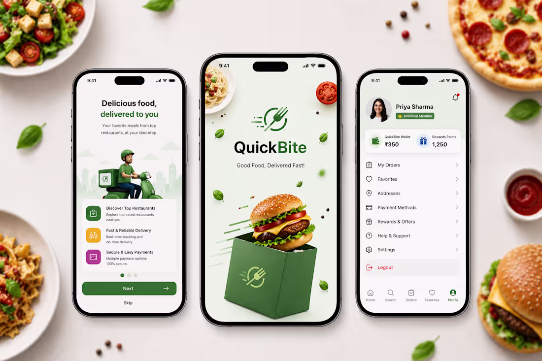 Cover image for QuickBite Food Delivery App UI/UX Design