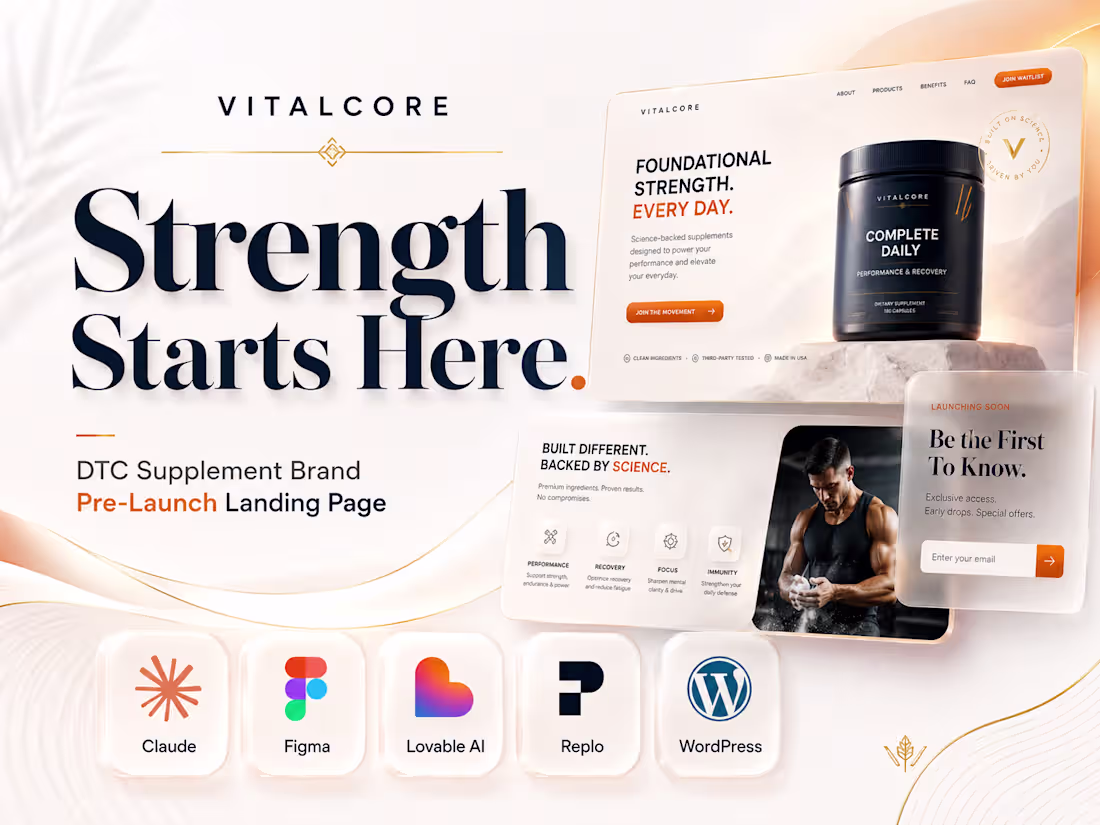 Cover image for VITALCORE — Supplement Brand Landing Page (Concept)