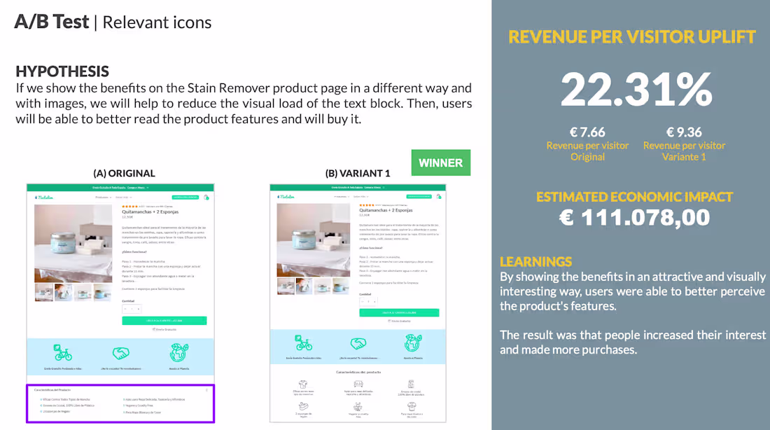 Cover image for A/B Test - Relevant icons